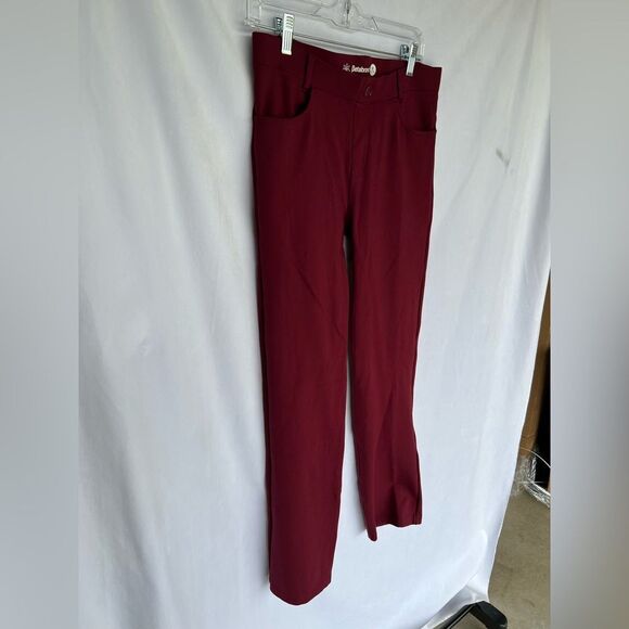 Betabrand Classic Dress Pant Yoga Pant Straight Maroon size Medium Petite - Picture 3 of 5